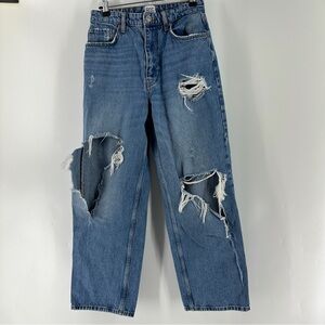 BDG Women’s High Rise Vintage Straight Distressed Blue Jeans